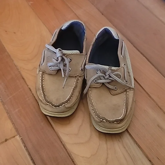 Kids sperry boat shoes. A few stains as shown in photos tons of life left! - Picture 3 of 8